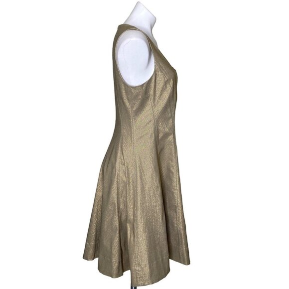 Tommy Hilfiger NWT $149 Gold Metallic Fit & Flare Mini Dress, Women’s Size 12 - Picture 6 of 13
